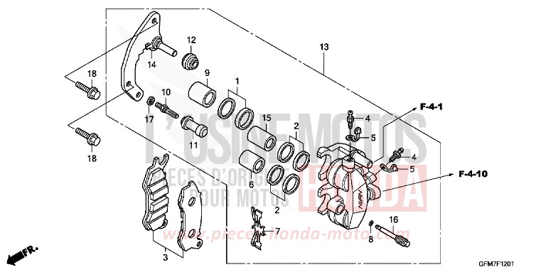 ETRIER DE FREIN AVANT (NHX110WHA) de NHX 110 Lead NOIR (NH1) de 2010